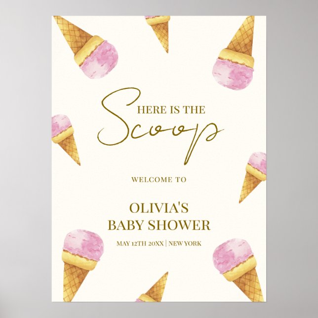 Póster Bienvenida a Baby Shower del Crema de Hielo de Ver (Frente)
