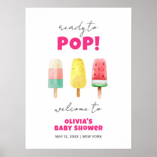 Póster Bienvenida a Baby Shower del Crema de Hielo Popcic