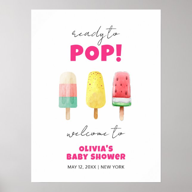 Póster Bienvenida a Baby Shower del Crema de Hielo Popcic (Frente)
