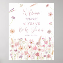 Póster Bienvenida a Baby Shower del Dusty Pink Boho Wildf