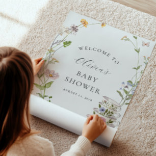 Póster Bienvenida a Baby Shower del Fiesta del té Wildflo