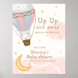 Póster Bienvenida a Baby Shower del globo aerostático chi