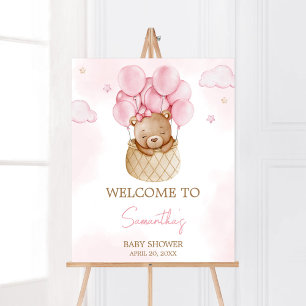 Póster Bienvenida a Baby Shower del globo aerostático chi