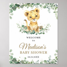 Póster Bienvenida a Baby Shower del Leon Cub Boy de moda 