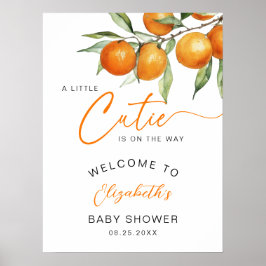 Póster Bienvenida a Baby Shower del Naranja botánico Litt