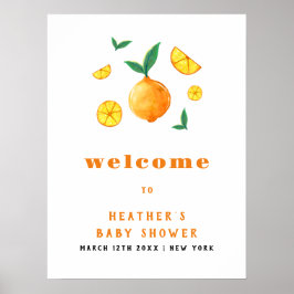 Póster Bienvenida a Baby Shower del Naranja de Cítricos d