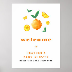 Póster Bienvenida a Baby Shower del Naranja de Cítricos d