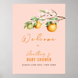 Póster Bienvenida a Baby Shower del Naranja de verano de 