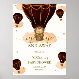 Póster Bienvenida a Baby Shower del niño con globo aerost