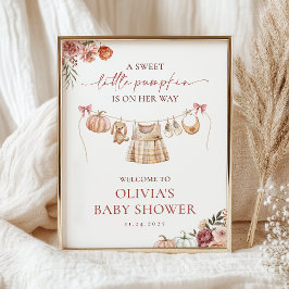 Póster Bienvenida a Baby Shower del pequeño Chica rosado
