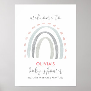 Póster Bienvenida a Baby Shower del simple Boho Rainbow C