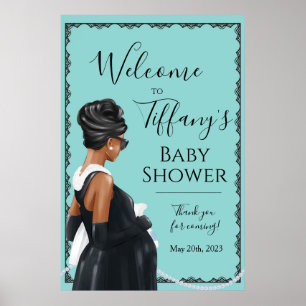 Póster Bienvenida a Baby Shower Little Black Dress Azul