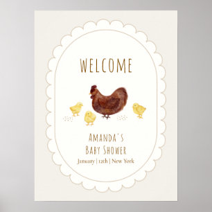 Póster Bienvenida a Baby Shower Neutral Boho Granja de Po