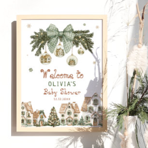 Póster Bienvenida a Baby Shower Neutral para los navidade