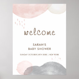 Póster Bienvenida a Baby Shower Resumen de Boho minimalis