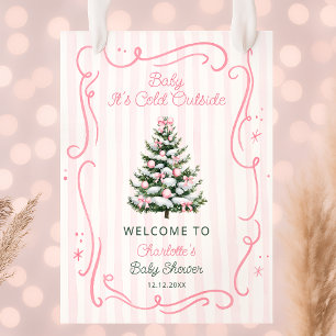 Póster Bienvenida a Baby Shower Rosa Es Frío Afuera