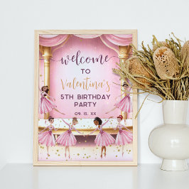 Póster Bienvenida a Ballerina Fiesta Ballet Rosa y Oro