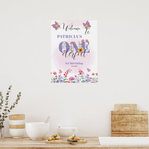 Póster Bienvenida a Bee Wildflower por 1 cumpleaños