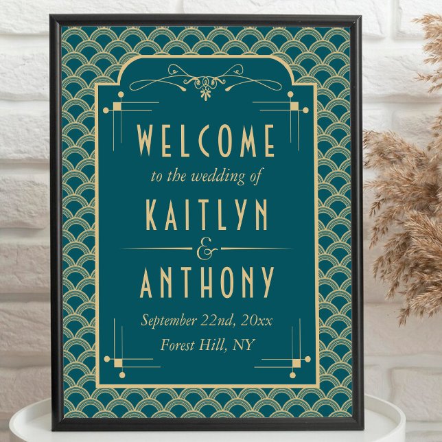 Póster Bienvenida a Boda Art Deco Gatsby de los años 20 (Subido por el creador)