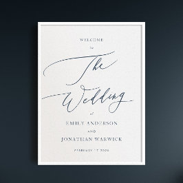 Póster Bienvenida a Boda azul de la Marina Simple