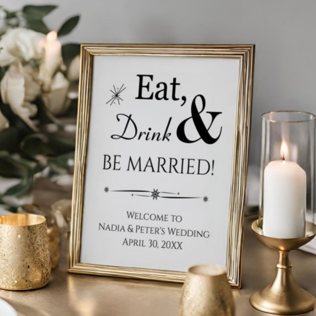 Póster Bienvenida a Boda casada y bebida retro (Subido por el creador)