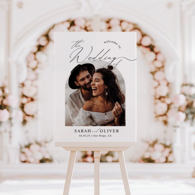Póster Bienvenida a Boda de escritura moderna de fotograf (Subido por el creador)