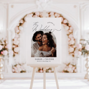 Póster Bienvenida a Boda de escritura moderna de fotograf