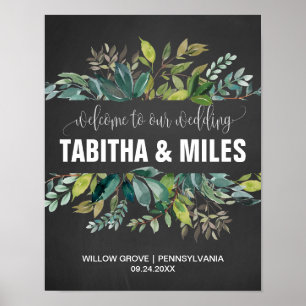 Póster Bienvenida a Boda de Foliage de Chalkboard