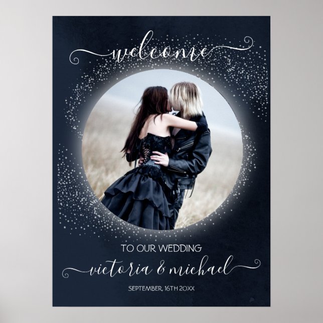 Póster Bienvenida a Boda de fotografía Celestial Full Moo (Frente)