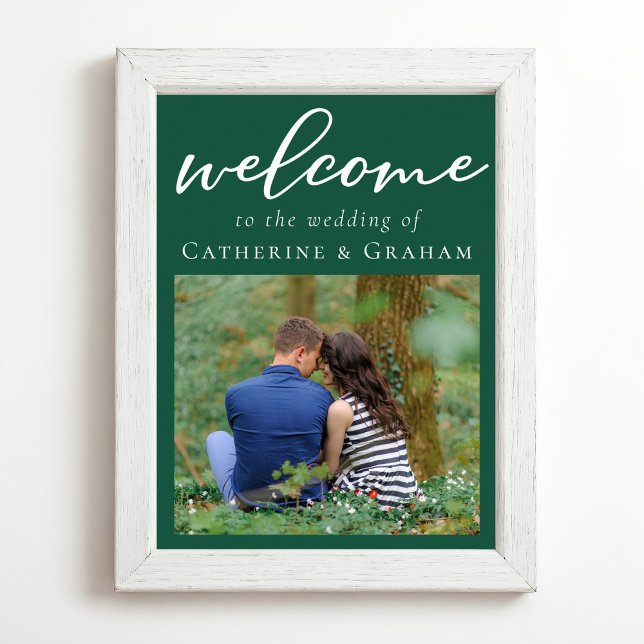 Póster Bienvenida a Boda de fotografía de compromiso verd (Subido por el creador)