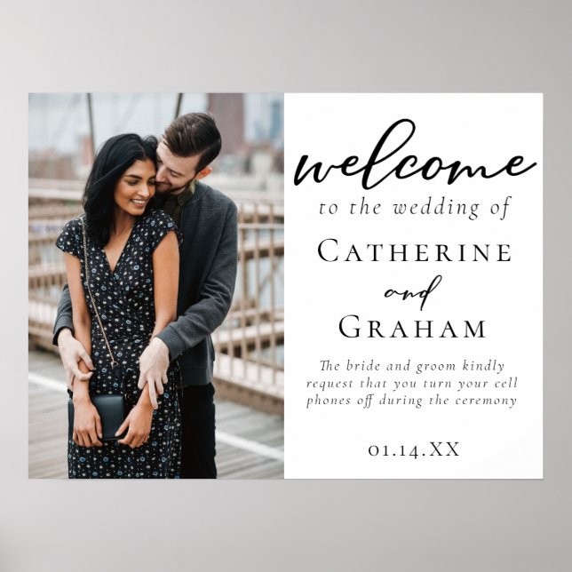 Póster Bienvenida a Boda de fotografía de moda Engagement (Frente)