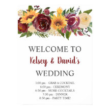 Bienvenida a Boda de girasoles amarillos florales 