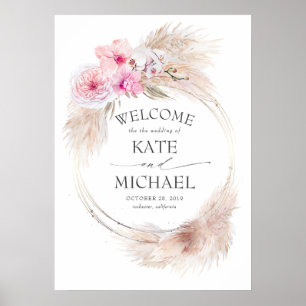 Póster Bienvenida a Boda de Grass and Pampas Orchids