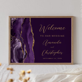Póster Bienvenida a Boda de guión de oro de Purple Agate