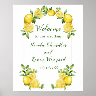 Póster Bienvenida a Boda de marco de limón italiano