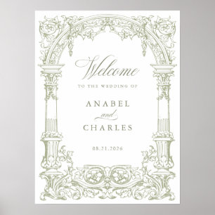 Póster Bienvenida a Boda de marco Vintage Arch Vines