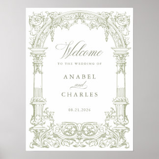 Póster Bienvenida a Boda de marco Vintage Arch Vines