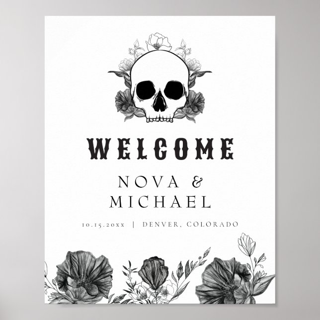Póster Bienvenida a Boda de Muerte de Floral Gótica NOVA (Frente)