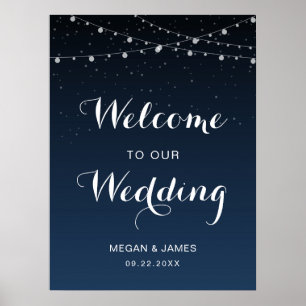 Póster Bienvenida a Boda de noche de la Marina Celestial