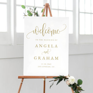 Póster Bienvenida a Boda de oro con guión de caligrafía d