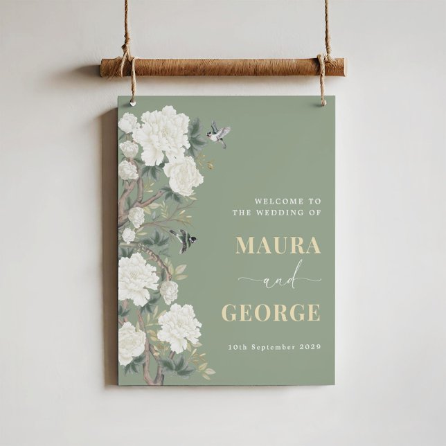 Póster Bienvenida a Boda de pájaros de flores de Sage Gre (Subido por el creador)