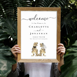 Póster Bienvenida a Boda de temas de dinosaurio