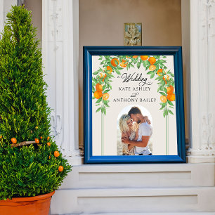 Póster Bienvenida a Boda del Arco naranja Blossom