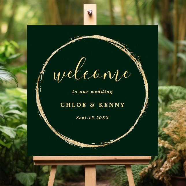 Póster Bienvenida a Boda del Círculo de Oro Rústico Verde (Subido por el creador)