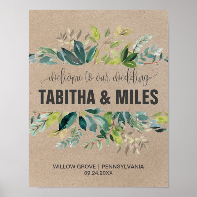 Póster Bienvenida a Boda del Foliage de Kraft (Frente)
