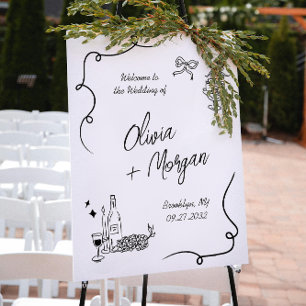 Póster Bienvenida a Boda del guión de dibujos animados de