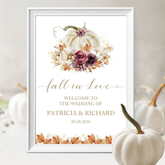 Póster Bienvenida a Boda floral de calabaza en otoño (Subido por el creador)