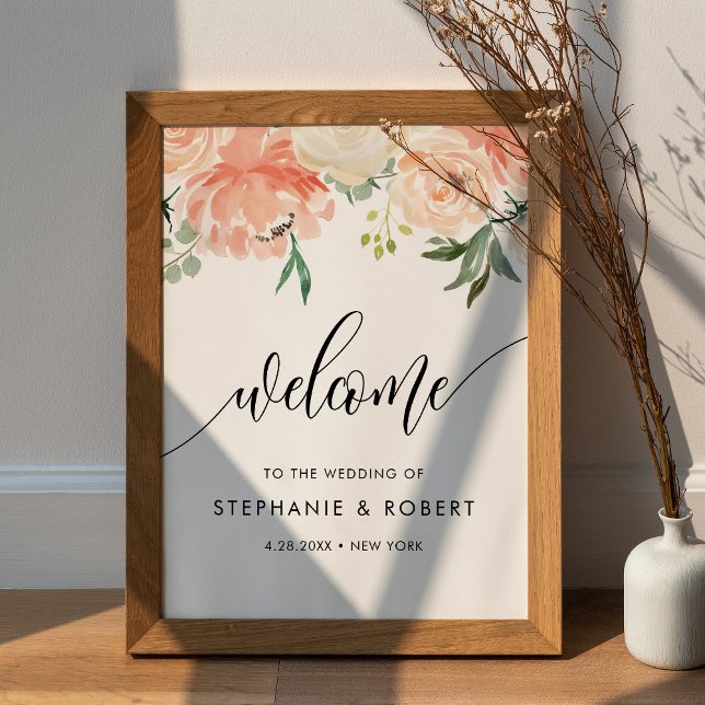 Póster Bienvenida a Boda Floral de CORA Peach (Subido por el creador)
