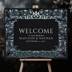 Póster Bienvenida a Boda floral de Raven Gothic Encantado