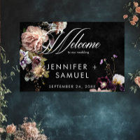 Bienvenida a Boda Floral Oscuro Moody Pastel Opule